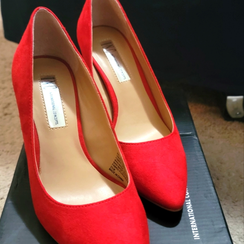 Red Block Heels